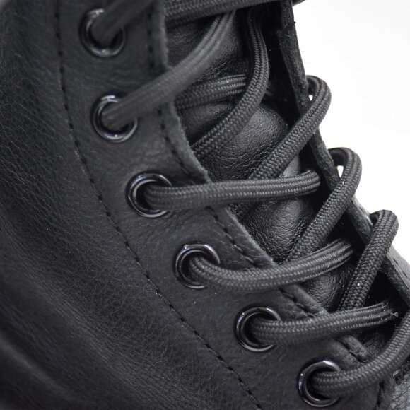 Dr. Martens Black Combat Boots Pascal Virginia Leather Lace Up Women Sz 7 US - Picture 12 of 15